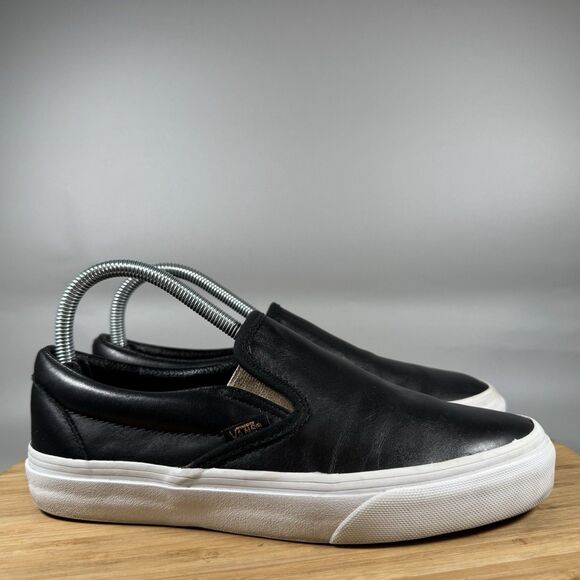 Vans Slip On Off The Wall Classic Casual Shoes Black Leather Women's 8 - Picture 1 of 8